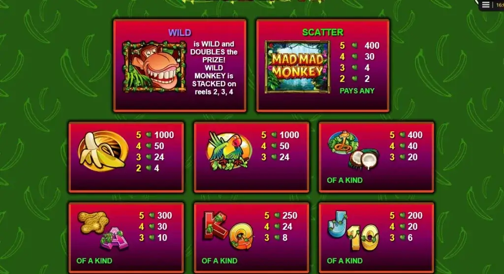 Mad Mad Monkey simbolos