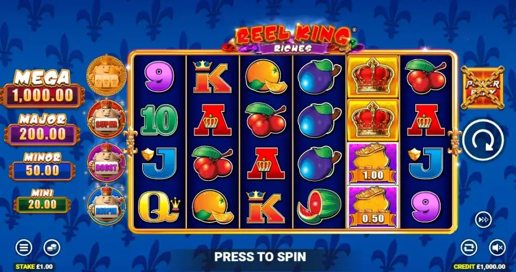 Reel King Riches Jackpot King tema